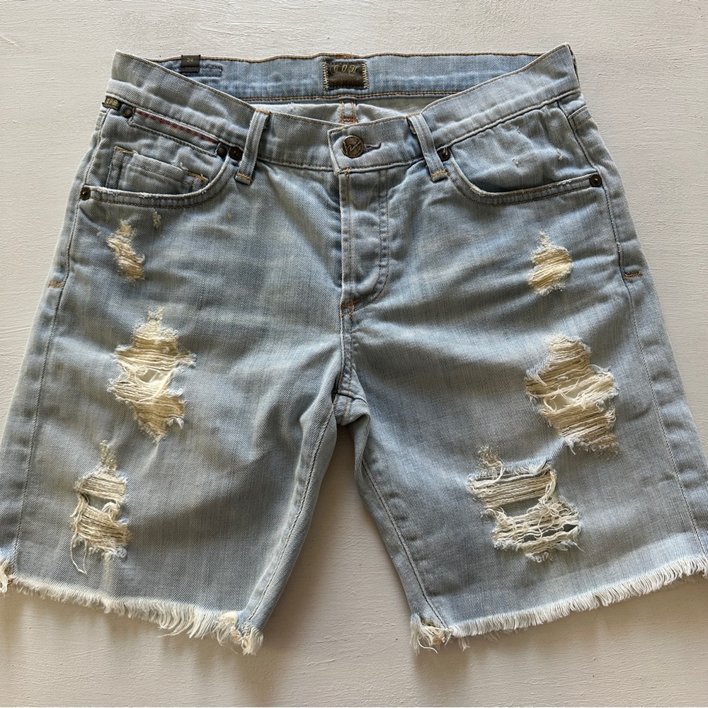 Citizens of Humanity Women’s Distressed Light Blue Denim Shorts Size 24